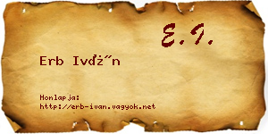 Erb Iván névjegykártya